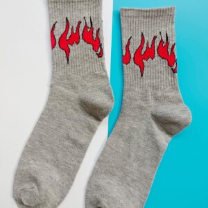 Men Flame Pattern Crew Socks