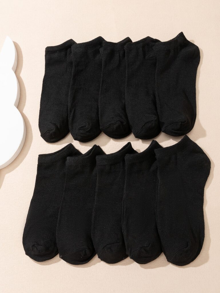 10pairs Solid Ankle Socks